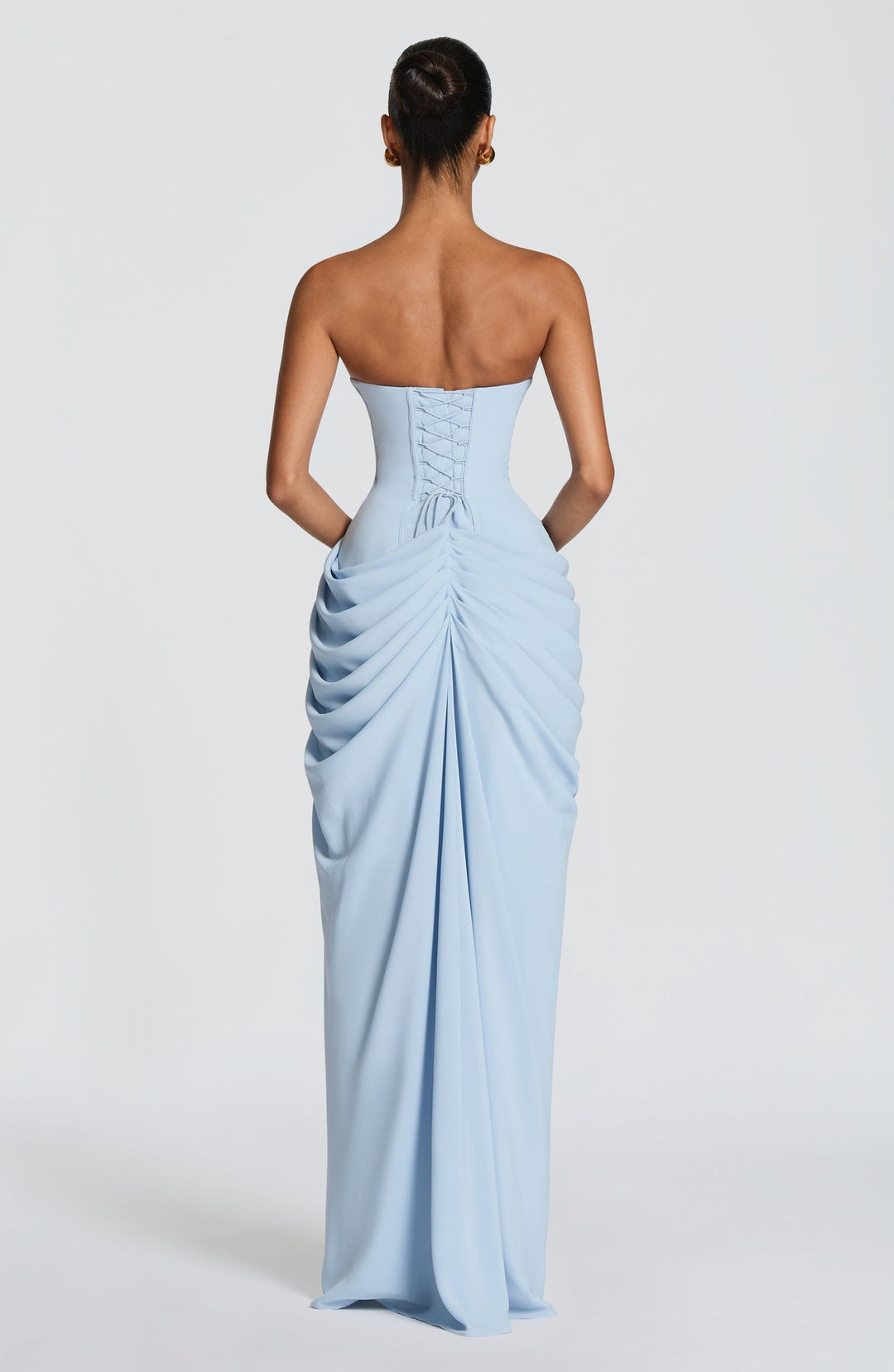 Sabrina - Rochie lungă fără Bretele, cu Decupaj Lateral și Croială Sculpturală