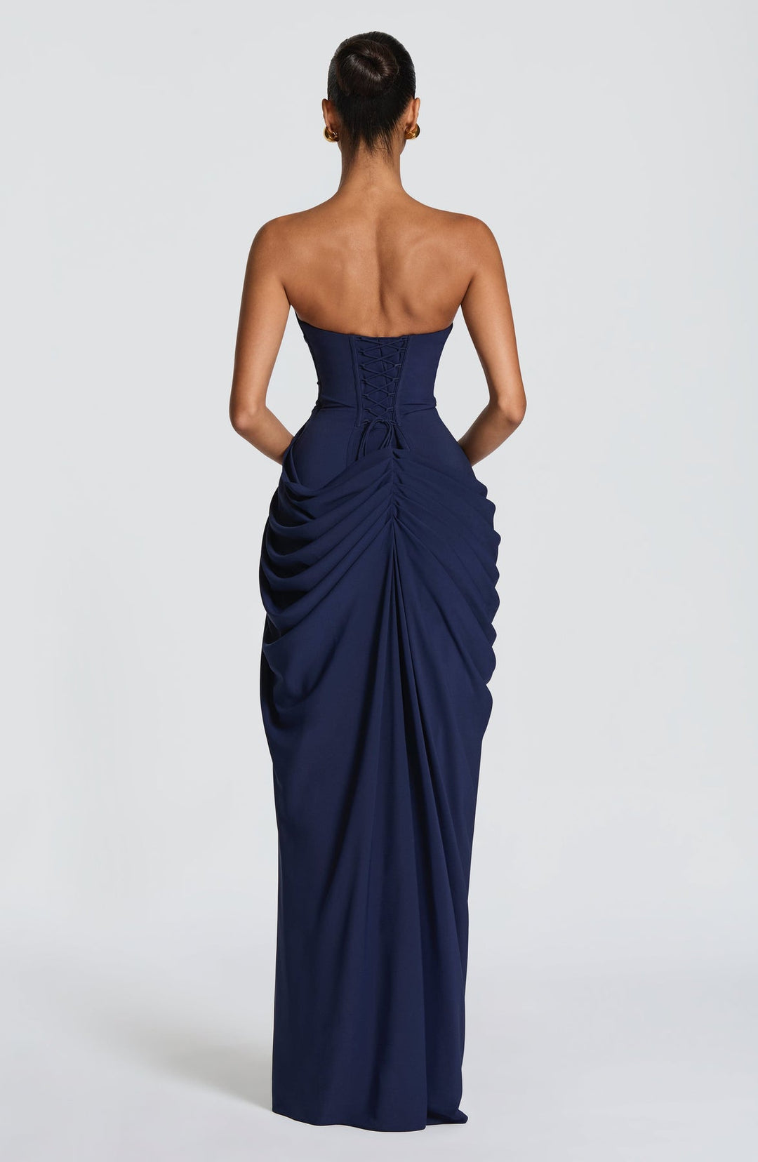 Sabrina - Rochie lungă fără Bretele, cu Decupaj Lateral și Croială Sculpturală