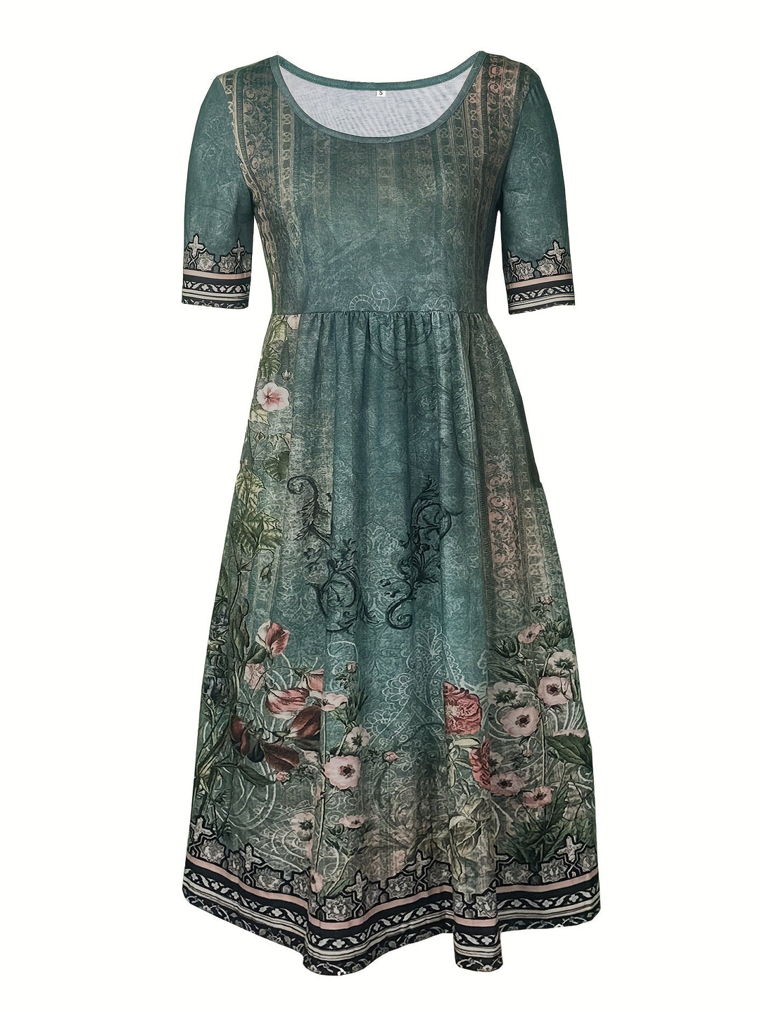Jeeni - Rochie Cu Mâneci Scurte Si Smprimeu Floral