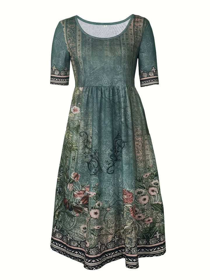 Jeeni - Rochie Cu Mâneci Scurte Si Smprimeu Floral
