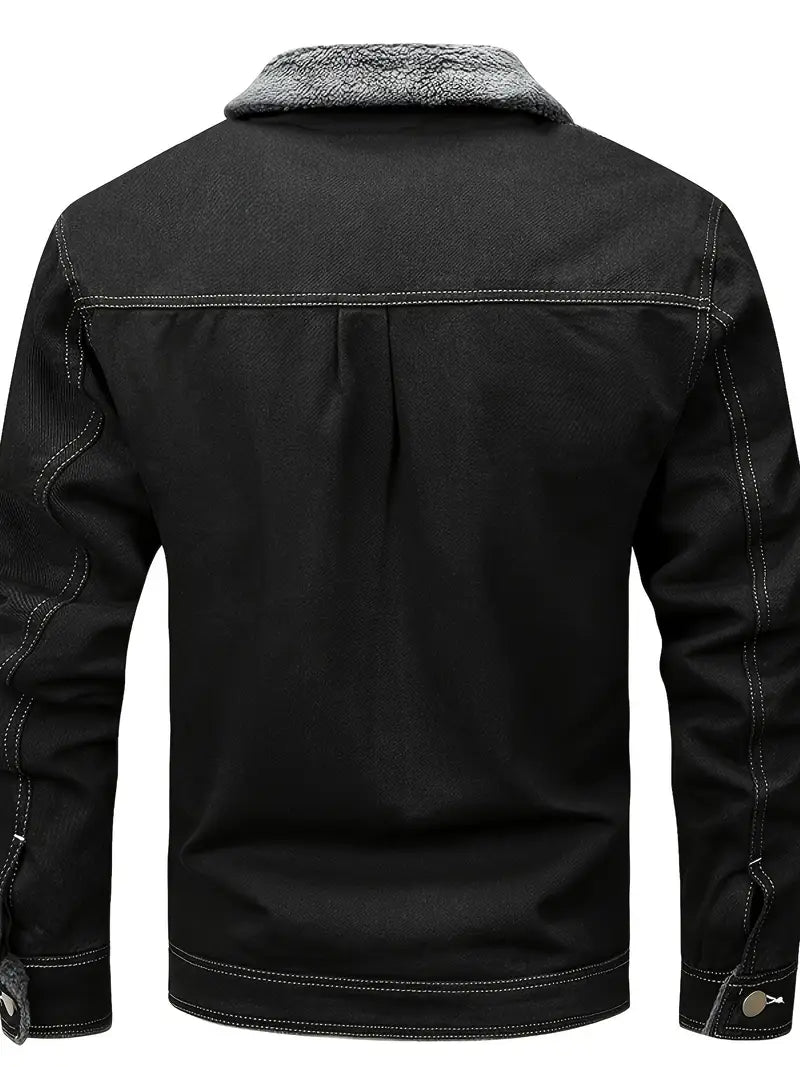 Geoffroy - Jachetă Vintage Din Denim Cu Căptușeală Din Fleece