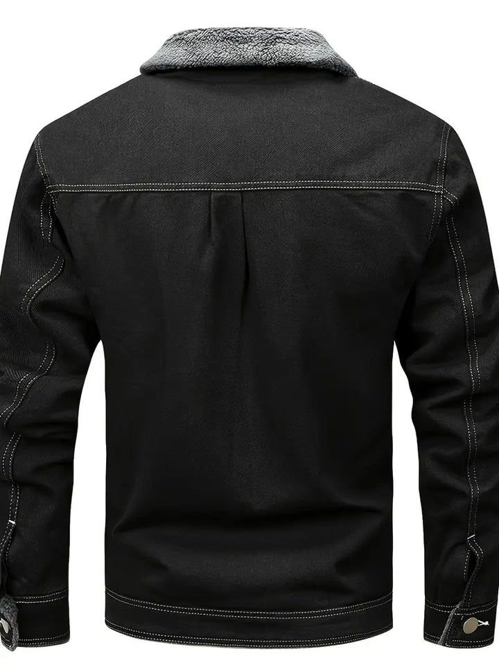 Geoffroy - Jachetă Vintage Din Denim Cu Căptușeală Din Fleece