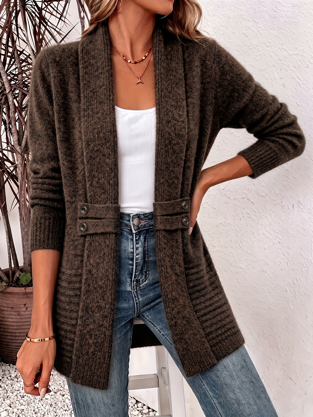 Linsey - Cardigan Elegant Cu Partea Din Față Deschisă
