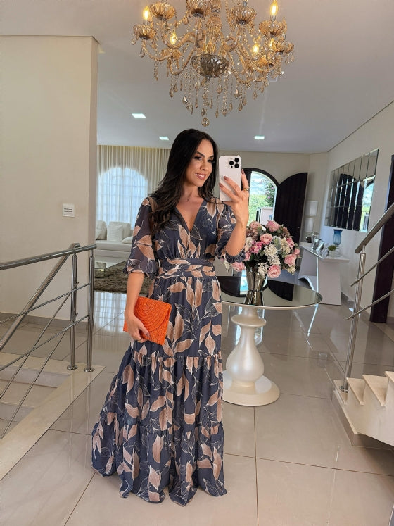 Lella - Rochie Maxi Elegantă Cu Flori