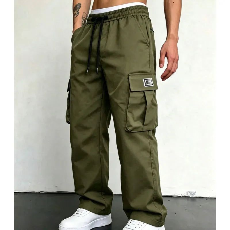Nesham - Pantaloni Cargo cu Cordon la Talie și Buzunare