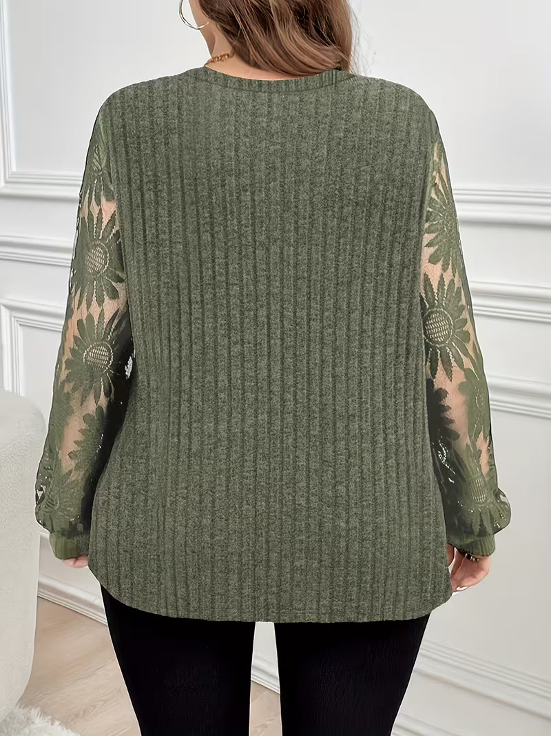 Suchinda - Tricou Cu Mâneci Lungi, Cu Șireturi Și Două Straturi De Dantelă