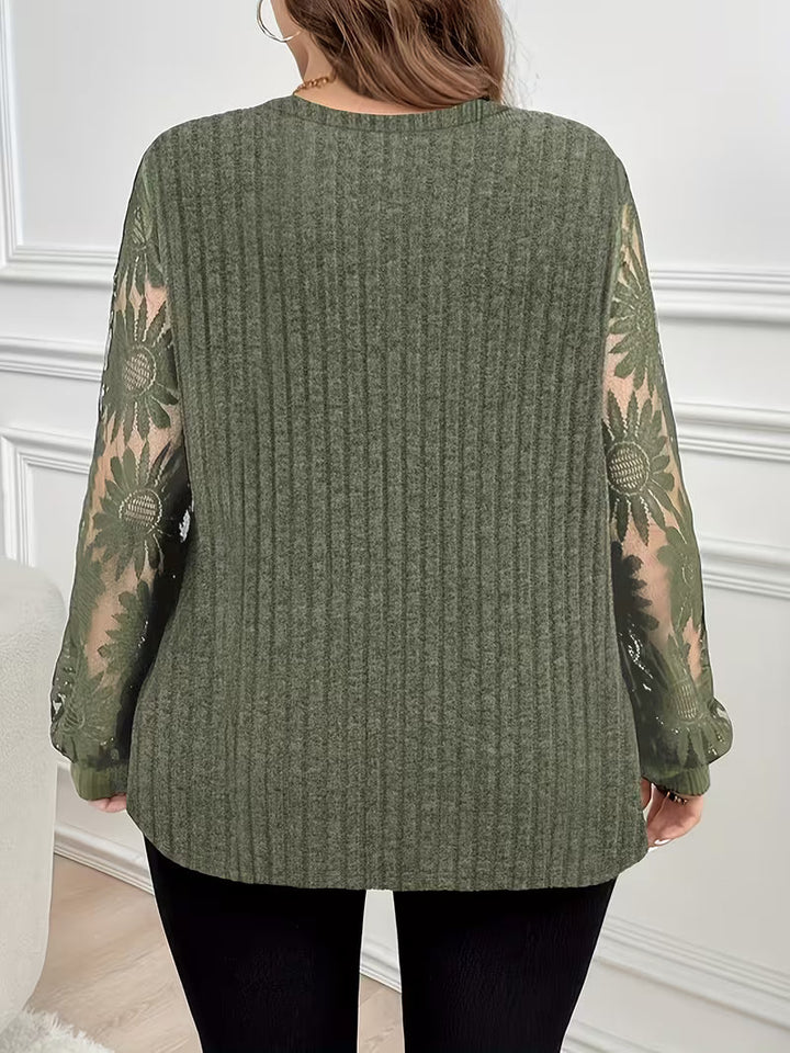 Suchinda - Tricou Cu Mâneci Lungi, Cu Șireturi Și Două Straturi De Dantelă