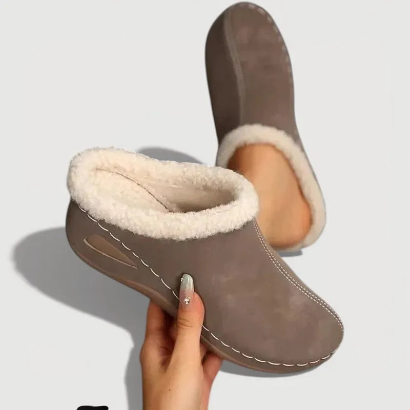 Achly - Papuci cu Platformă Din Denim cu Blană