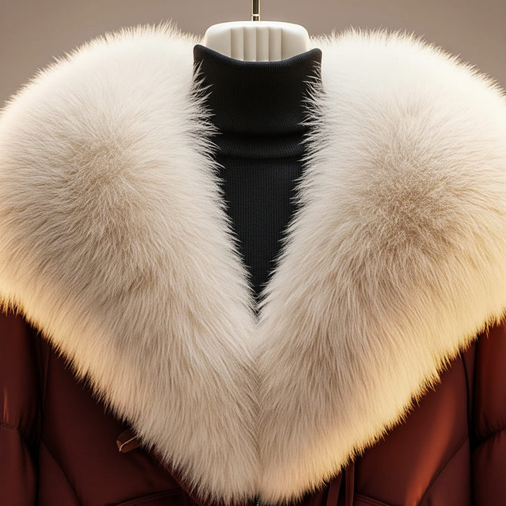 Enina - Palton Elegant Din Bumbac Cu Guler Din Blană