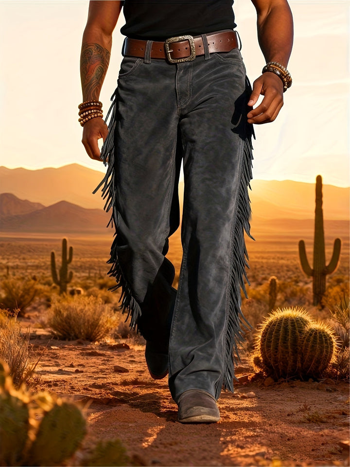 Altan - Pantaloni Casual Retro Western Cu Franjuri