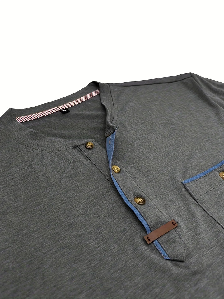 Saxon - Tricou Elegant Cu Guler Rotund și Buzunar