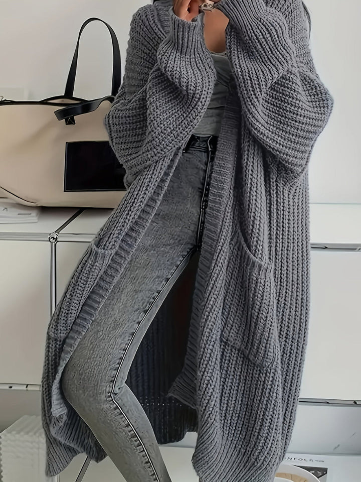 Ludivine - Cardigan Confortabil Lung Din Tricot Cu Deschidere În Față Și Buzunar