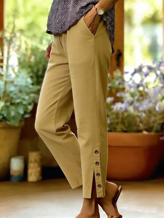 Kileza – Pantaloni Casual, Cu Croială Largă și Nasturi