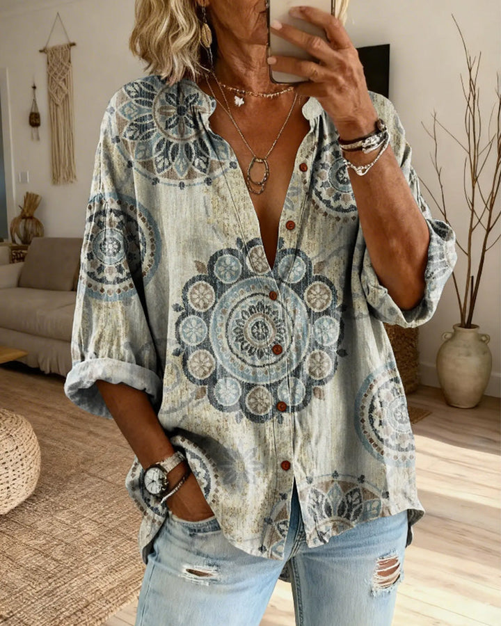 Nirita - Tricou Cu Mâneci Lungi și Imprimeu Mandala