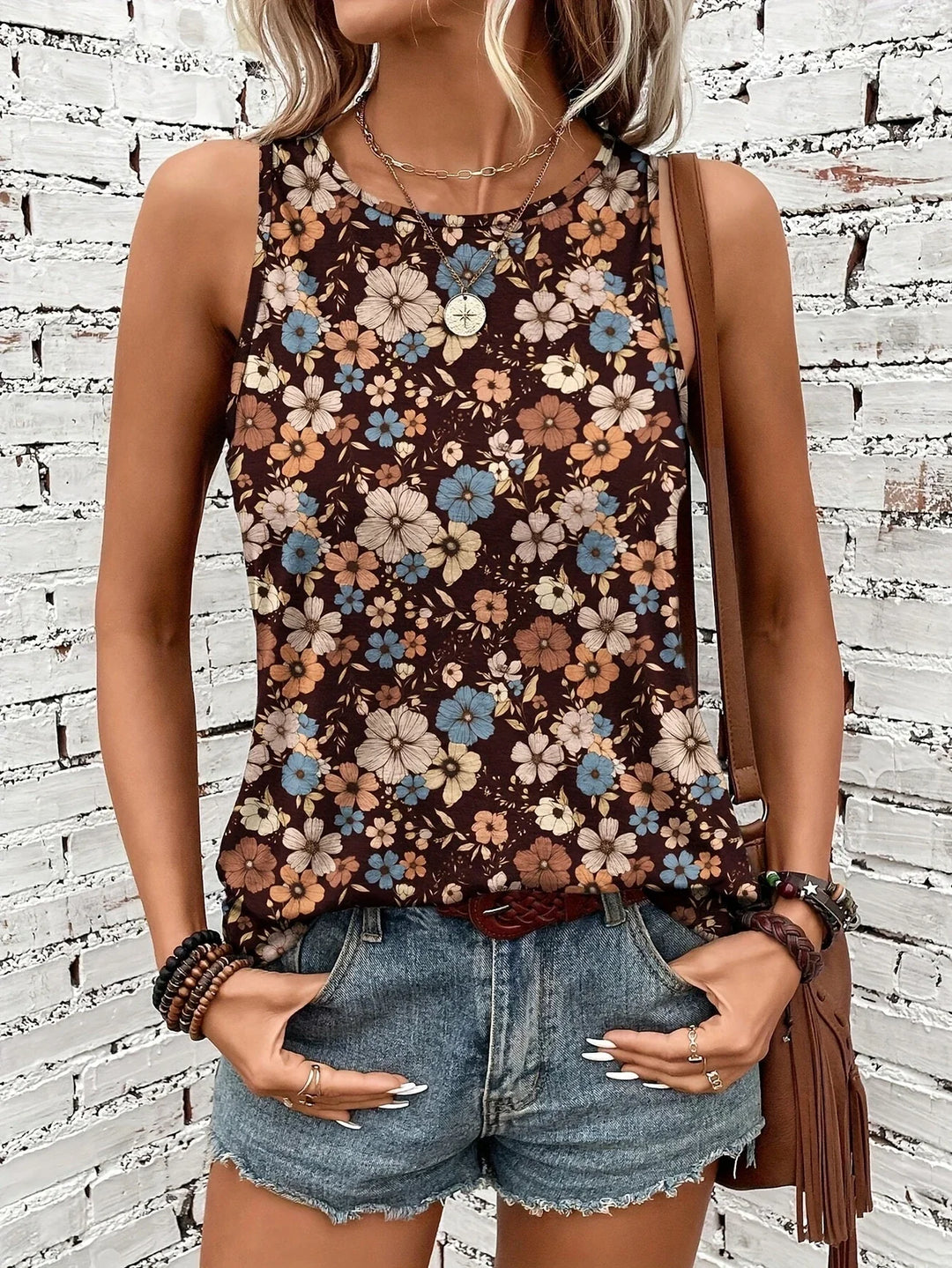 Lilou - Top Casual De Vară Cu Imprimeu Floral
