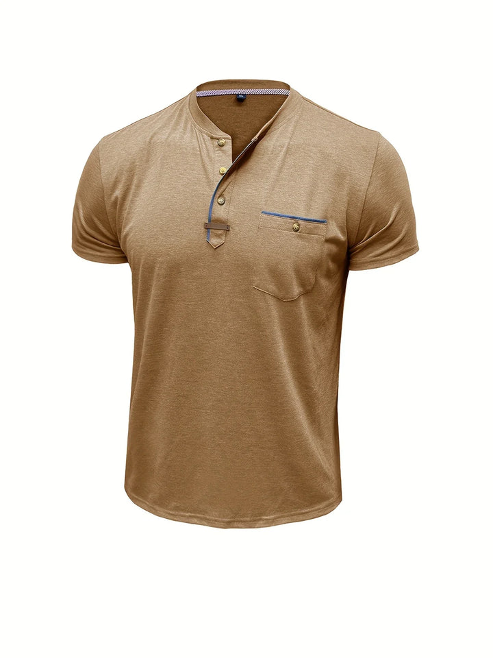 Saxon - Tricou Elegant Cu Guler Rotund și Buzunar