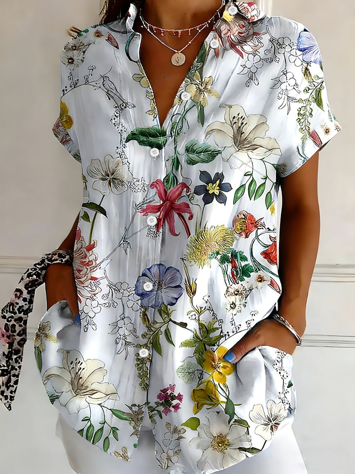 Nabilah - Bluză Casual Cu Mâneci Scurte Și Imprimeu Floral