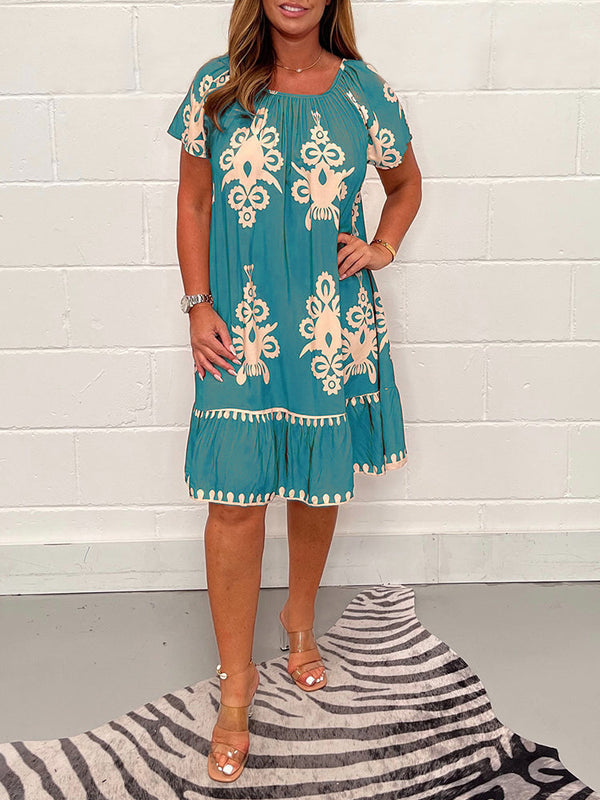 Ranee - Rochie Cu Imprimeu Geometric Și Decolteu Pătrat