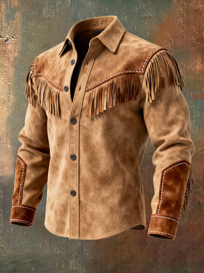 Finch - Cămașă Cu Mâneci Lungi în Stil Vintage cu Proiectare cu Ciucuri