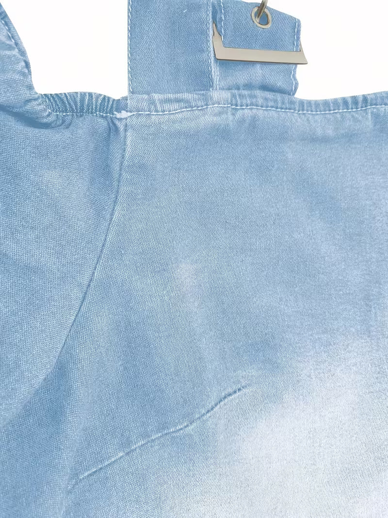 Kenya - Bluză din Denim cu Umerii goi și Mâneci Scurte