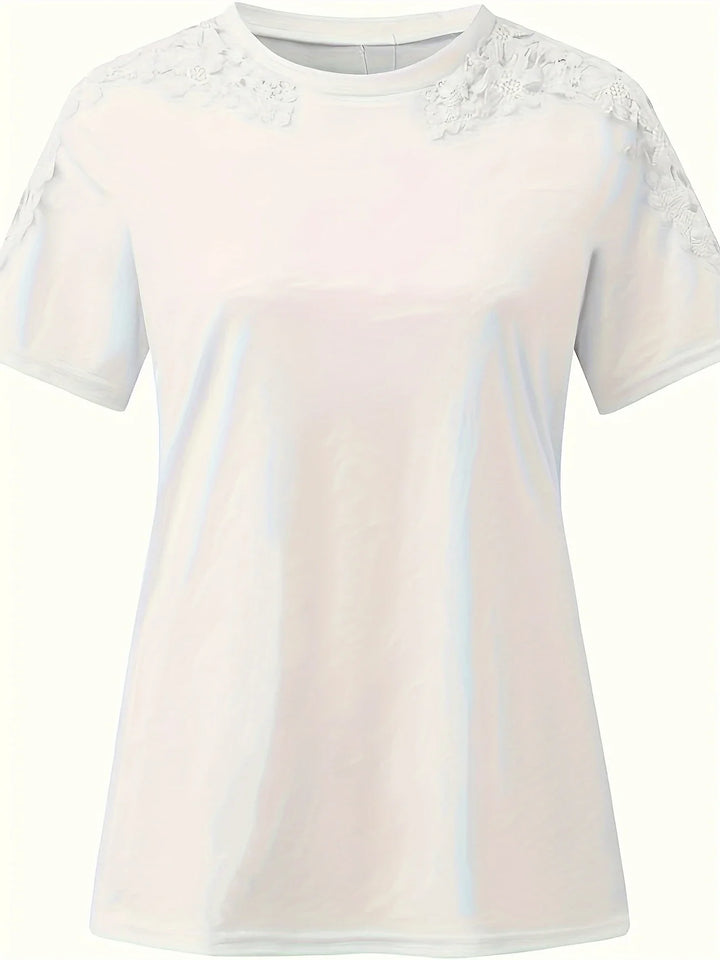 Ancuta - Elegant Vara Mânecă Scurtă Tricou Cu Dantelă