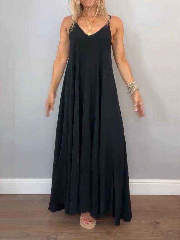 Jolanta - Rochie Elegantă Din Bumbac și In Cu Decolteu în V