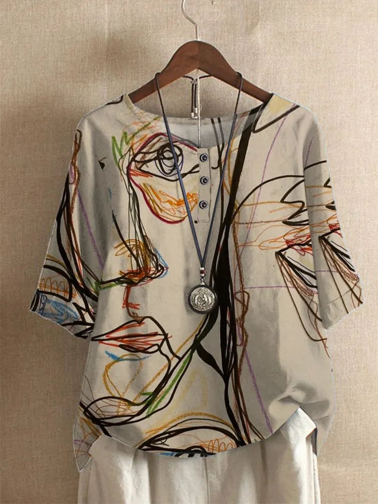 Silina - Bluză Cu Imprimeu Cu Figuri Abstracte