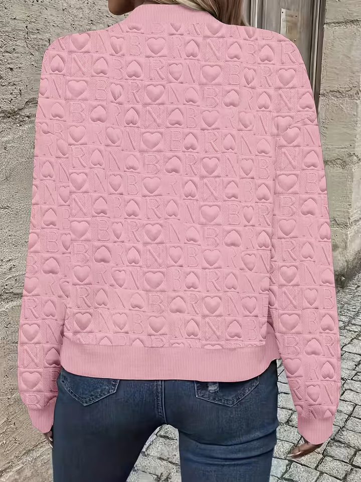 Lojina – Jachetă Cu Fermoar Și Model În Relief Cu Inimi
