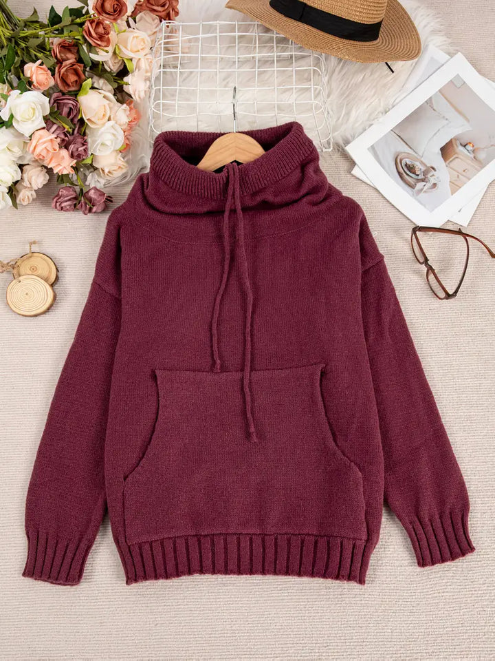 Natala - Pulover Tricotat Cu Buzunar Tip Cangur