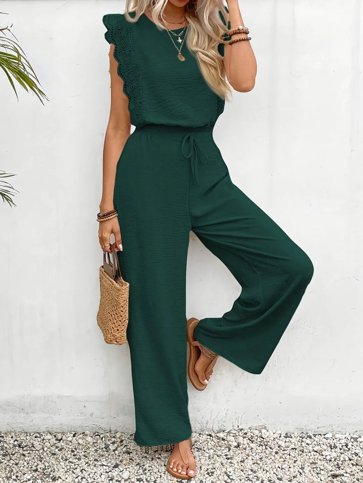 Ziva - Top Elegant Din Dantelă și Pantaloni Cu Croi Larg