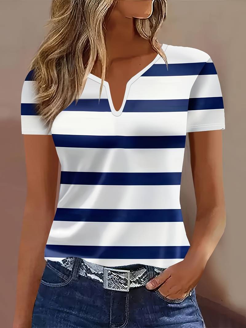Kiley - Tricou Elegant Cu Mâneci Scurte Și Dungi