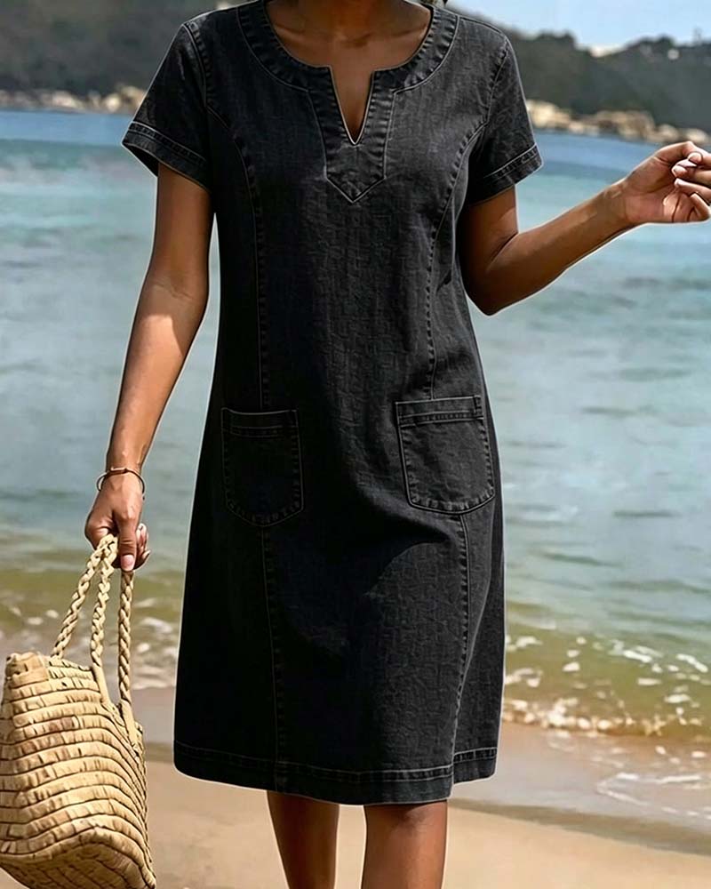 Kailee – Rochie Cu Mâneci Scurte Și Buzunare