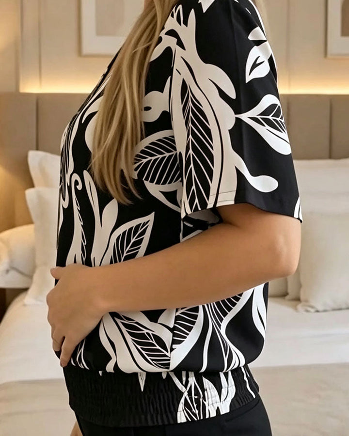 Isheba – Bluză Elegantă Cu Mâneci Scurte