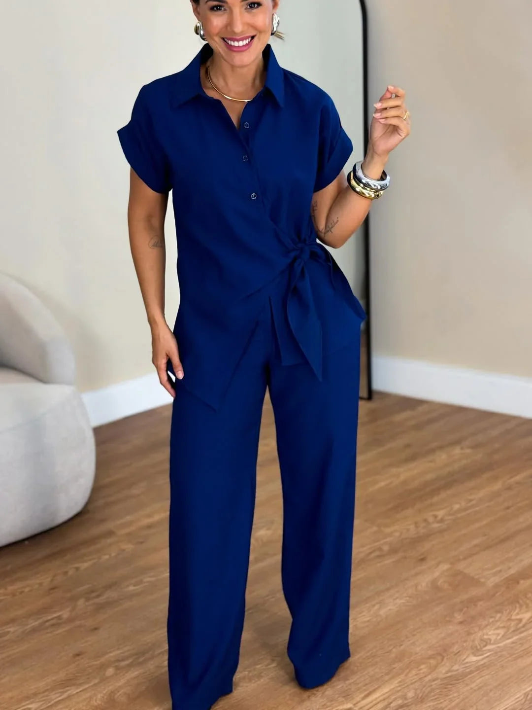 Lorie - Set Elegant Din Două Piese Cu Legătură în Față