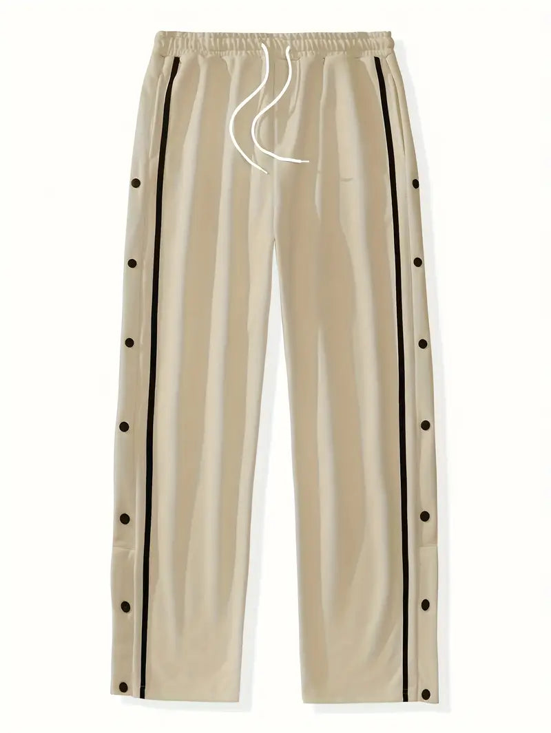 Mendis - Pantaloni Sport Casual Cu Rroi Drept și Nasturi Cu Capsă