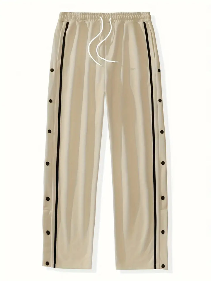 Mendis - Pantaloni Sport Casual Cu Rroi Drept și Nasturi Cu Capsă