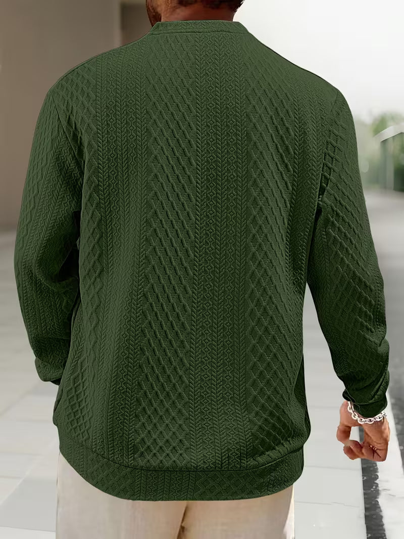 Mathew – Pulover Henley Cu Mâneci Lungi, Tricotat Geometrică