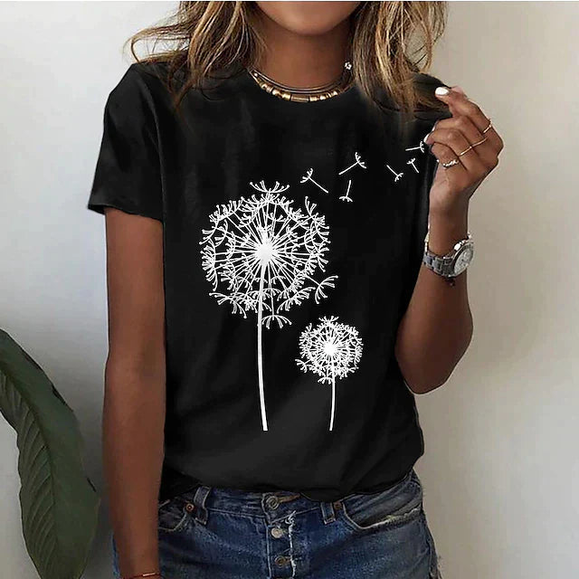Rafaela - Tricou Elegant Cu Imprimeu Cu Păpădie
