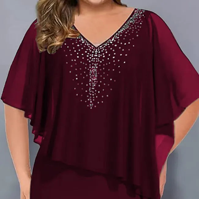 Amelie – Rochie Din Șifon Cu Decolteu În V, Împodobită Cu Strasuri