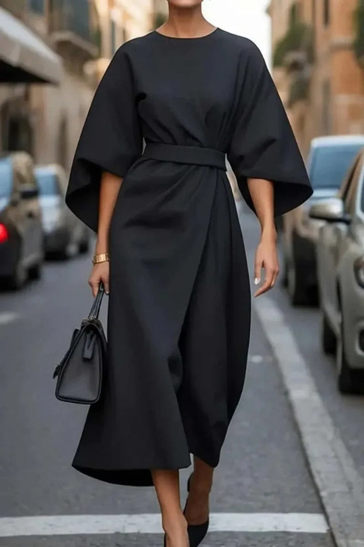 Rita - Rochie Elegantă cu Mâneci Scurte și Curea
