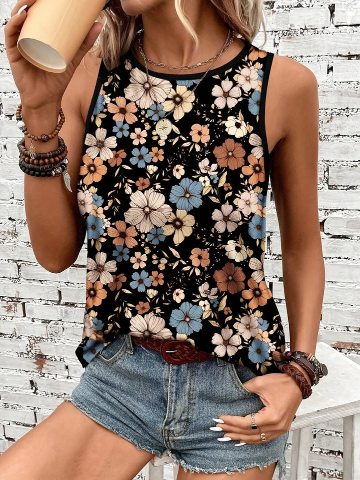 Lilou - Top Casual De Vară Cu Imprimeu Floral
