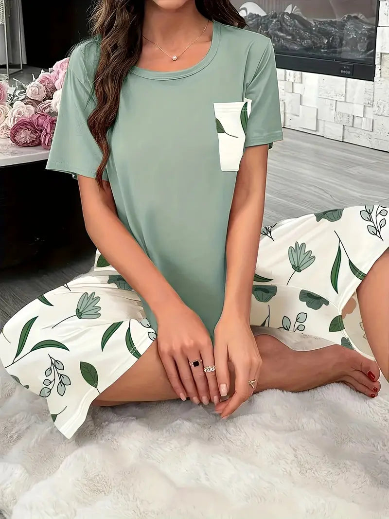 Kinsley - Set Confortabil De Imbrăcăminte De Casă Cu Imprimeu Floral