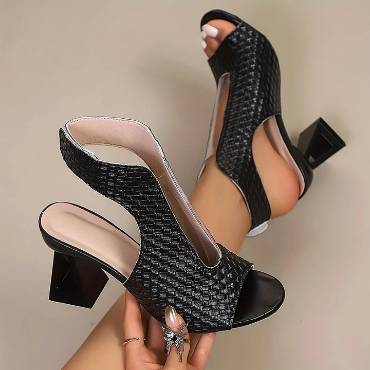 Dunnia – Pantofi Eleganți cu Toc și Baretă în Spate Din Materiale țesut