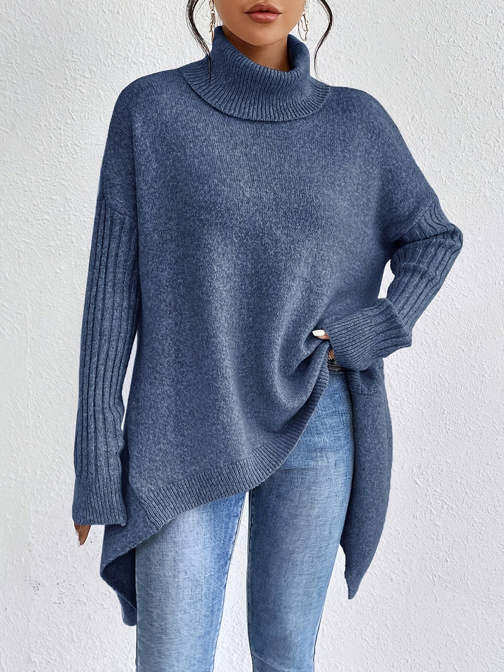 Tahlia - Pulover Casual Cu Mâneci Lungi și Guler înalt