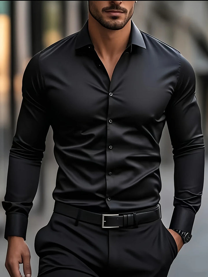 Byron - Cămașă Elegantă Cu Mâneci Lungi și Nasturi