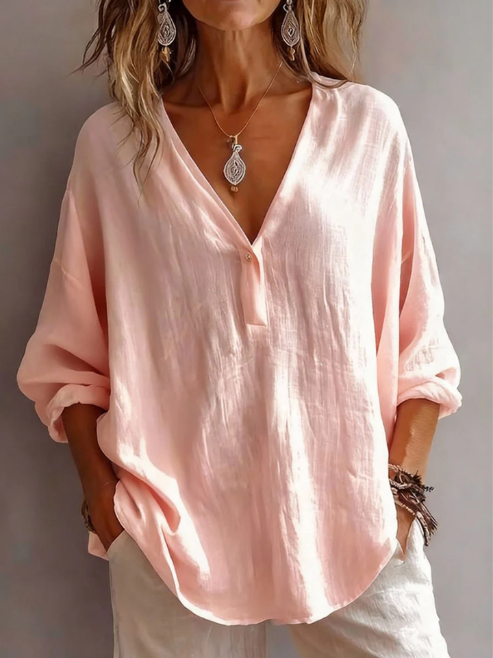 Melna - Bluză Elegantă Cu Decolteu In V