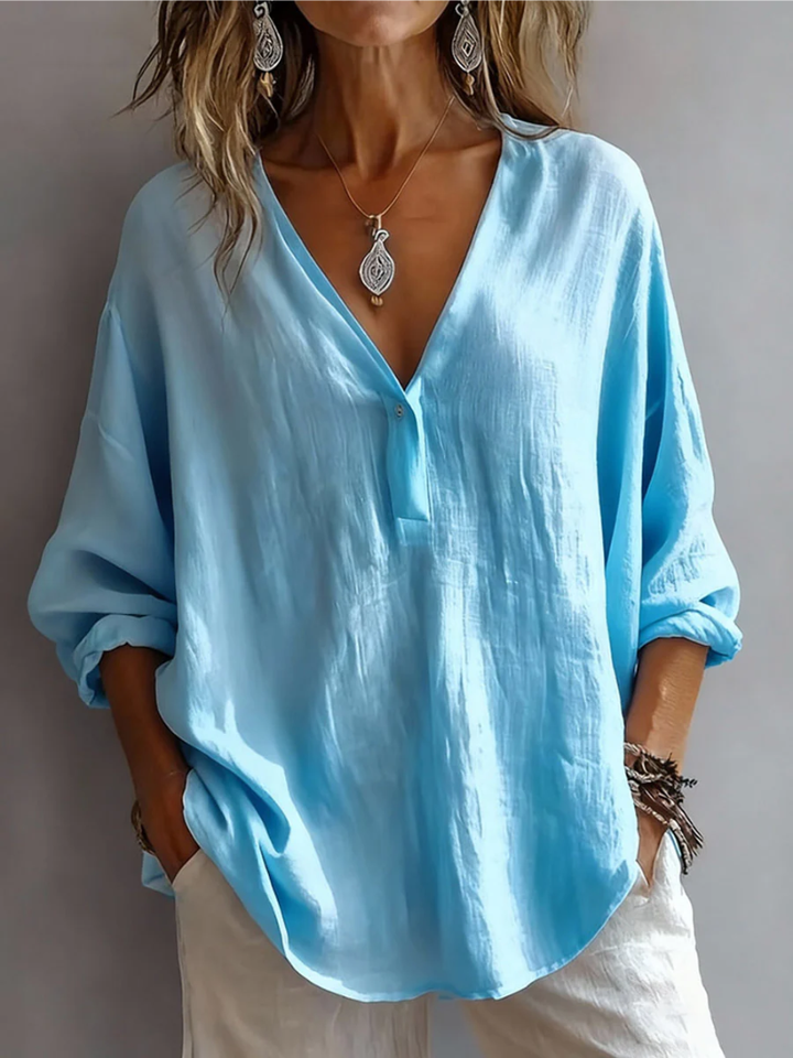 Melna - Bluză Elegantă Cu Decolteu In V