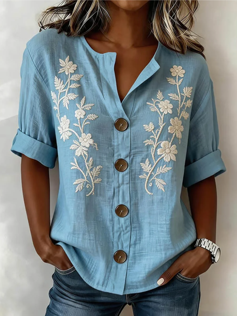 Saleena – Bluză Elegantă Cu Broderie Florală