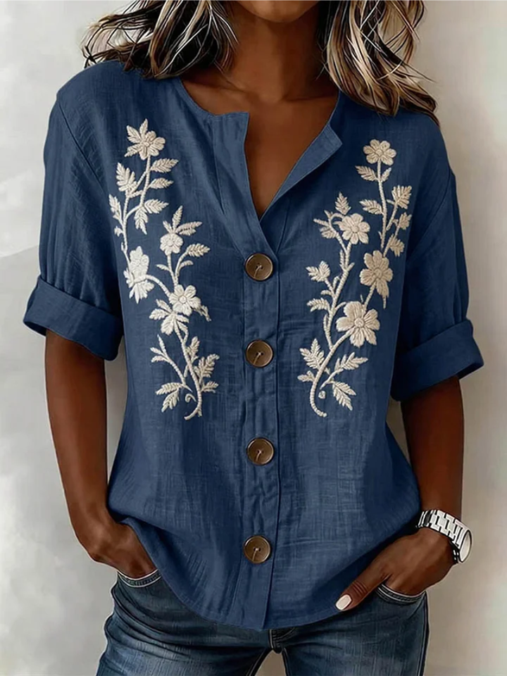 Saleena – Bluză Elegantă Cu Broderie Florală
