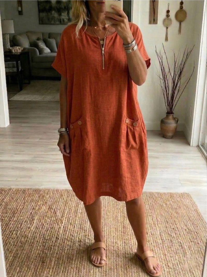 Slavka – Rochie Midi Cu Buzunare și Fermoar